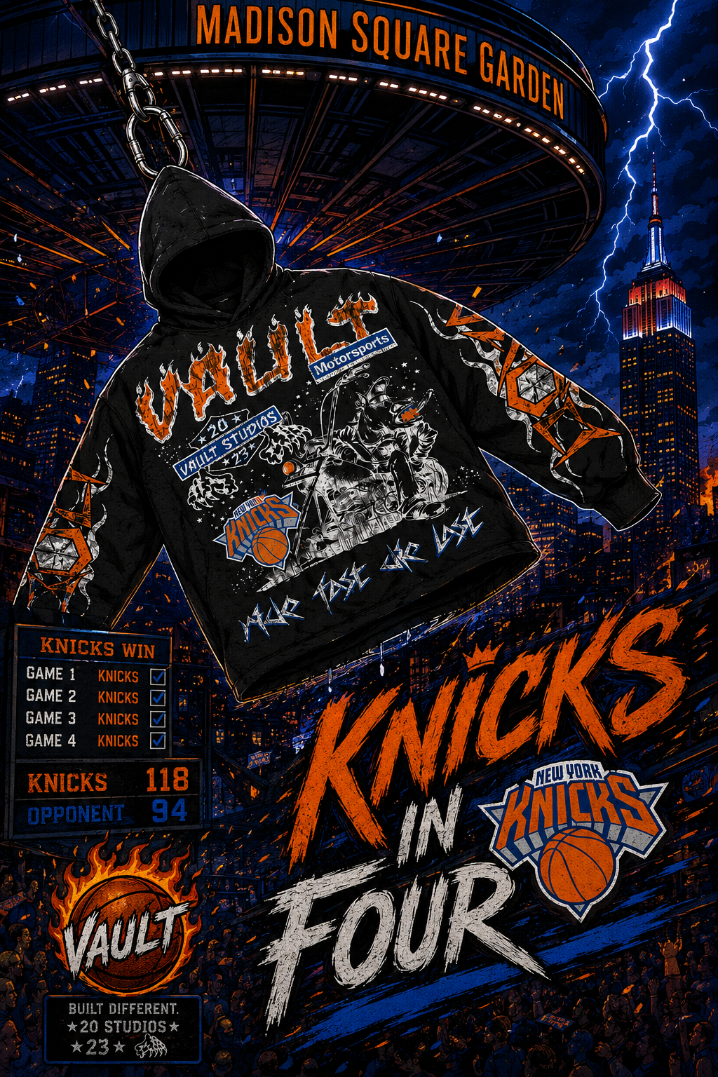 Knicks in 4 vault hoodie